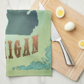 Moderne  staatskaart Michigan - Sage Green Theedoek (Quarter Fold)