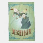 Moderne  staatskaart Michigan - Sage Green Theedoek (Verticaal)