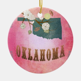 Moderne  staatskaart Oklahoma - Snoep roze Keramisch Ornament