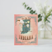 Moderne  staatskaart van Indiana — Pastel Peach Aankondigingskaart (Staand voorkant)