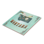 Moderne  staatskaart van Montana - Turquoise Blue Tegeltje (Zijkant)