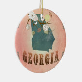 Moderne staatskaart voor Georgië - Pastel Peach Keramisch Ornament (Rechts)