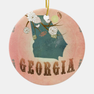 Moderne staatskaart voor Georgië - Pastel Peach Keramisch Ornament