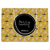 Moderne Stad Kerst Patroon Geel Groot Cadeauzakje (Voorkant)