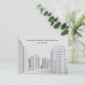Moderne Stadsarchitectuur Custom Business Moving Briefkaart (Staand voorkant)