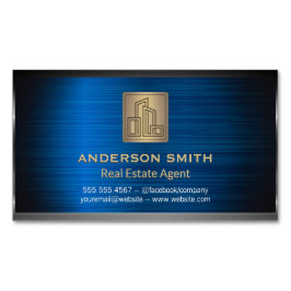 Moderne Stadsbouw Logo Gouden Metallic Achtergrond Magnetisch Visitekaartje