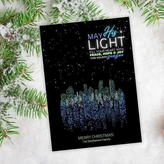 Moderne stadsgezicht Religieuze Kerst Kaart