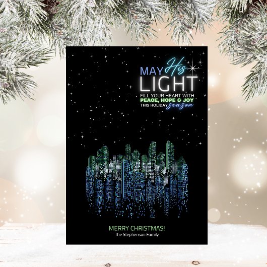 Moderne stadsgezicht Religieuze Kerst Kaart