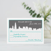 Moderne Stadsgezicht RSVP Ontvangstkaarten Kaartje (Staand voorkant)