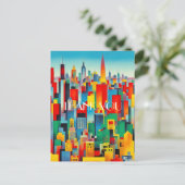 Moderne stadsgezicht skyline briefkaart (Staand voorkant)