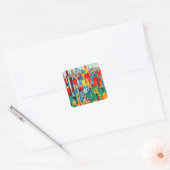 Moderne stadsgezicht skyline vierkante sticker (Envelop)