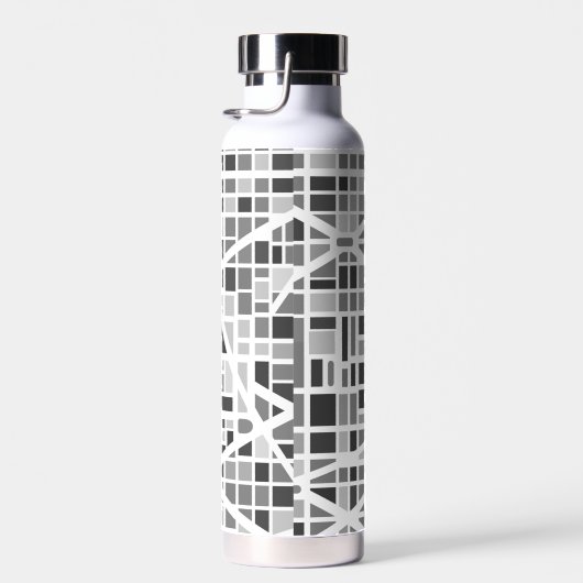 Moderne stadskaart grijs wit architecturaal ontwer waterfles (Rechts)