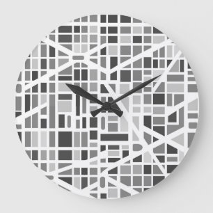 Moderne stadskaart zwart wit grijs Kantoor decor Grote Klok