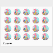 Moderne Stadslandschap van Papiercollage Ronde Sticker (Vel)