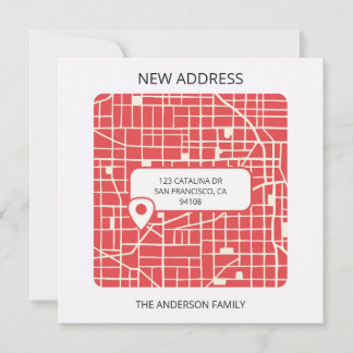 Moderne stadsplattegrond wijst nieuw adres aan aankondiging