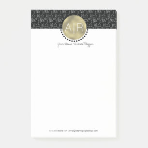 Moderne Stamkaart Simuleer Folie Monogram Post-it® Notes