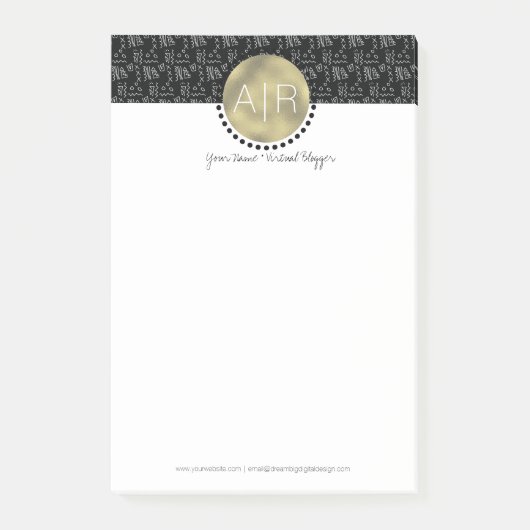 Moderne Stamkaart Simuleer Folie Monogram Post-it® Notes (Voorkant)