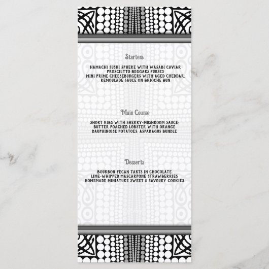 Moderne Stammen Stedelijke Rand Zwart Witte Menu K (Achterkant)