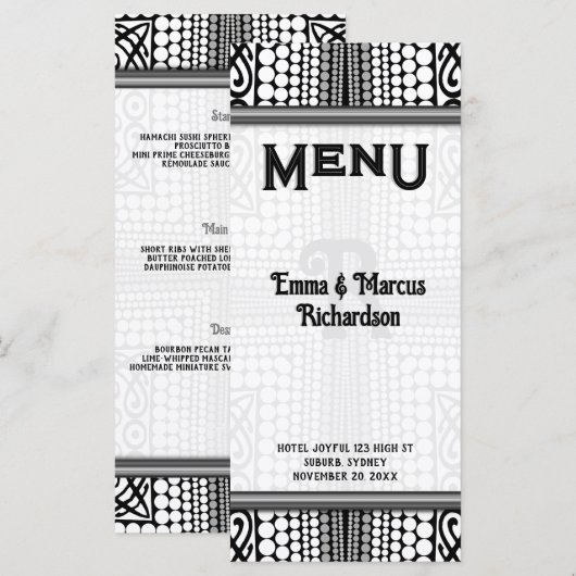 Moderne Stammen Stedelijke Rand Zwart Witte Menu K (Voorkant / Achterkant)