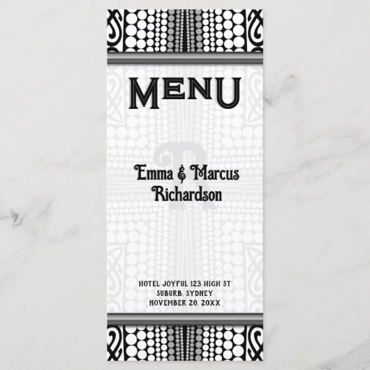 Moderne Stammen Stedelijke Rand Zwart Witte Menu K (Voorkant)