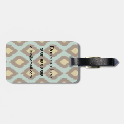 Moderne stammenikat blauw geel modern bagagelabel (Achterkant horizontaal)