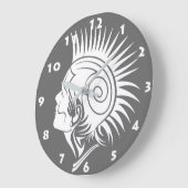 MODERNE STAMMENMOHAWK MET WITTE CIJFERS GROTE KLOK (Hoek)
