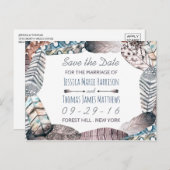 Moderne stammenvangers Bohemian Save the Date Aankondigingskaart (Voorkant / Achterkant)