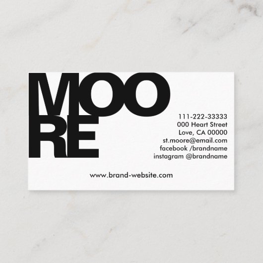 Moderne standaardlettertypesypografie eenvoudig zw visitekaartje (Achterkant)