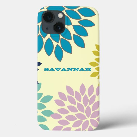 Moderne Star Burst Flower Persoonlijk iPhone Case (Achterkant)