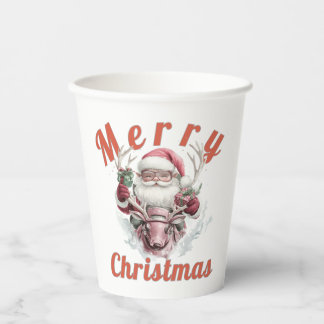 Moderne Steampunk Kerstman en Robot Rendier Papier Papieren Bekers