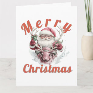 Moderne Steampunk Kerstman en Robot Rendier Vakant Kaart