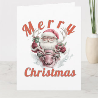 Moderne Steampunk Kerstman en Robot Rendier Vakant Kaart