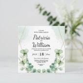 Moderne Stedelijke Eucalyptus Greenery Wedding Par Kaart (Staand voorkant)