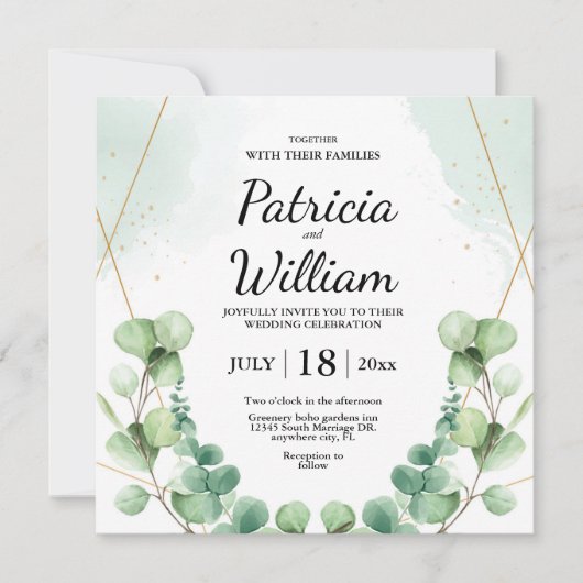 Moderne Stedelijke Eucalyptus Greenery Wedding Par Kaart (Voorkant)