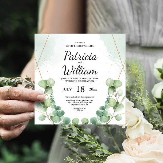 Moderne Stedelijke Eucalyptus Greenery Wedding Par Kaart