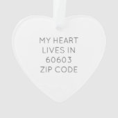 Moderne Stedelijke Kaart Postcode Mijn Hart Leeft Ornament (achterkant)