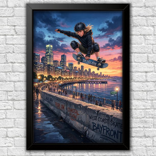 Moderne Stedelijke Skateboard Slaapkamer Muur Post Poster
