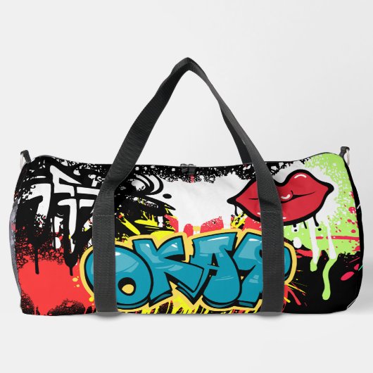 Moderne stedelijke straatkunst graffiti meerkleuri plunjezak (Achterkant)