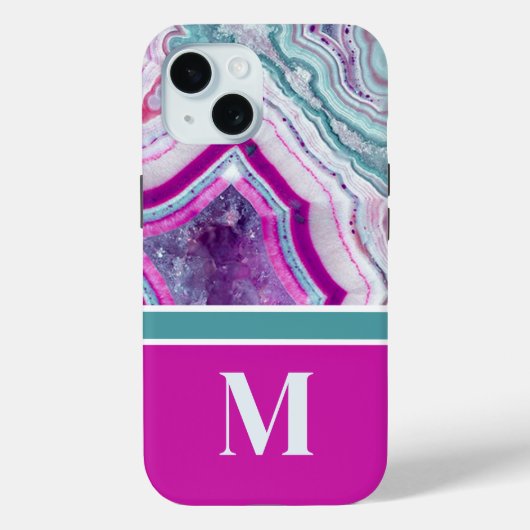 Moderne Steen Initiaal Monogram Case-Mate iPhone Case (Achterkant)