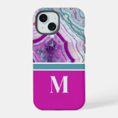 Moderne Steen Initiaal Monogram iPhone 15 Case (Achterkant)