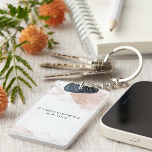 Moderne steen marmer business custom sleutelhanger (Voorkant Rechts)