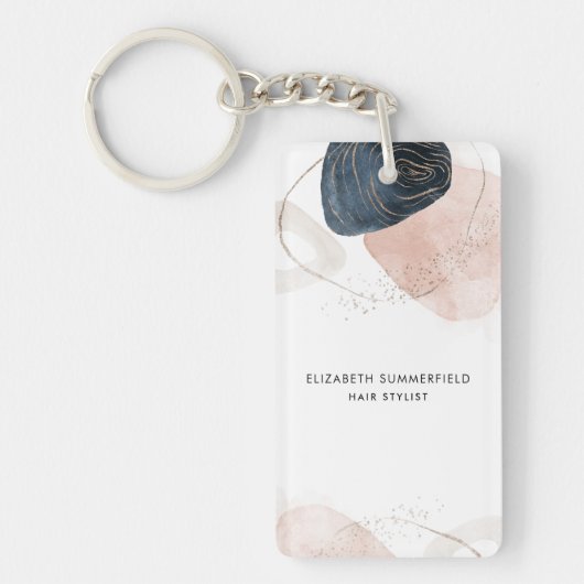 Moderne steen marmer business custom sleutelhanger (Voorkant)