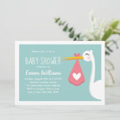 Moderne, stekelstaartwater baby Shower Invitations Kaart (Staand voorkant)