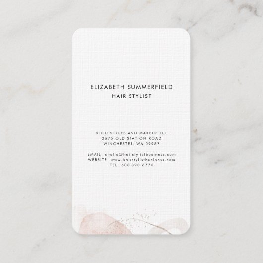 Moderne Stenen Marmeren Haar Stylist Custom Visitekaartje (Achterkant)
