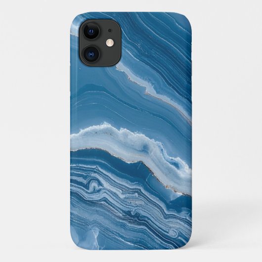 Moderne stenen stoffige blauwe marmer Case-Mate iPhone case (Achterkant)