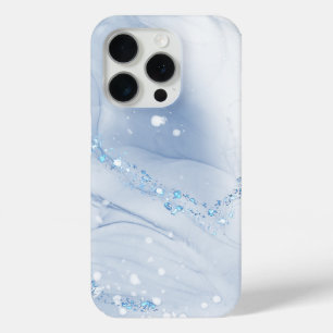 Moderne stenen stoffige blauwe marmer iPhone 15 pro case