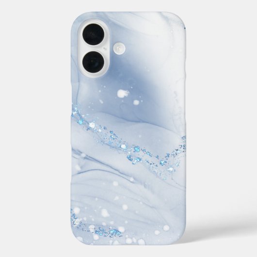 Moderne stenen stoffige blauwe marmer Case-Mate iPhone case (Achterkant)