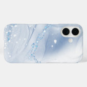 Moderne stenen stoffige blauwe marmer Case-Mate iPhone case (Achterkant (horizontaal))