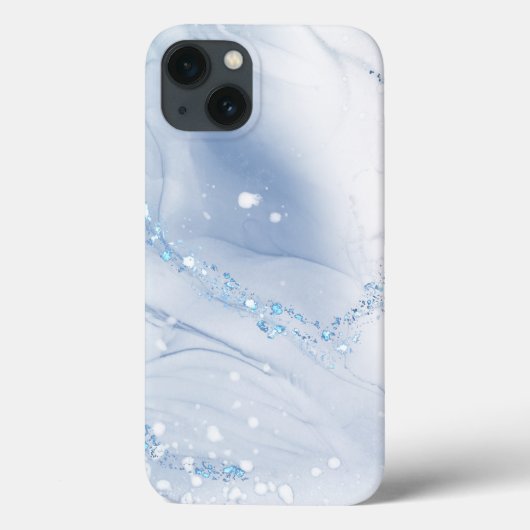 Moderne stenen stoffige blauwe marmer Case-Mate iPhone case (Achterkant)