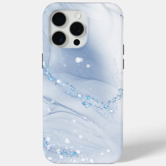 Moderne stenen stoffige blauwe marmer Case-Mate iPhone case (Achterkant)